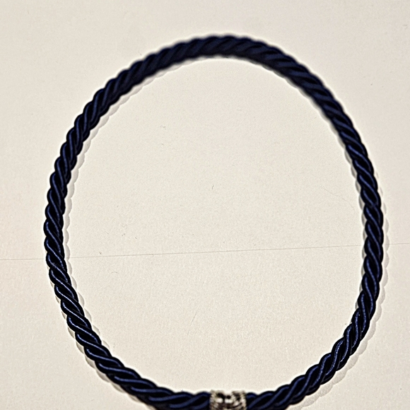 Judith Ripka Silver Heart CZ Necklace with Blue Cord - Picture 5 of 7